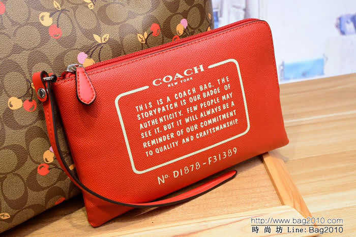 COACH蔻馳 新款 F31389 櫻桃2用子母袋 小化妝包包  Chz1382